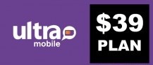 $39.00 Ultra Mobile Monthly Plan with SIM Card