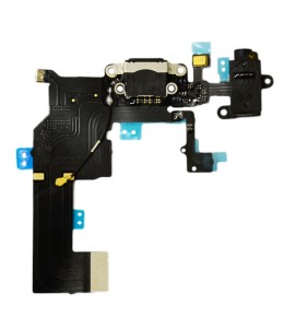 iPhone 5C Charger Connector with Earphone Jack & Microphone Flex Cable(Black)